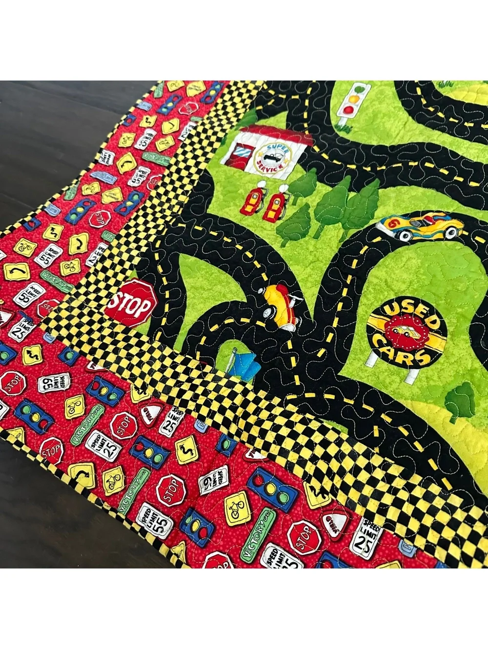 handmade Boys Cars Racing Track Quilt